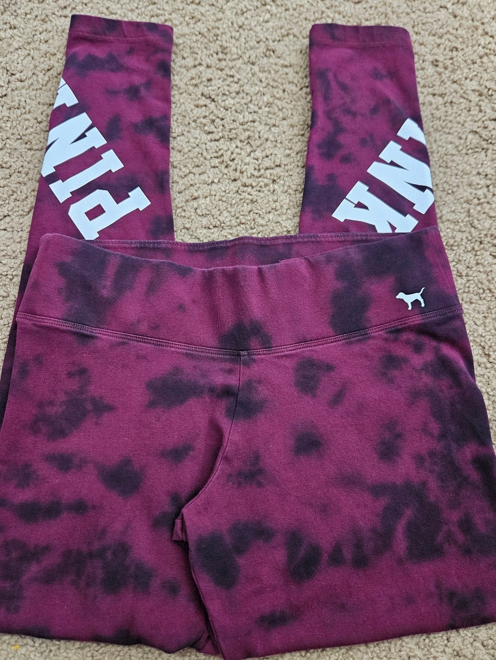 PINK Victoria's Secret Tie Dye Spellout Logo Activewear Leggings